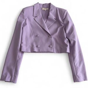 Lavender Cropped Blazer with Double Breasted Buttons